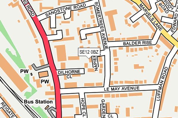SE12 0BZ map - OS OpenMap – Local (Ordnance Survey)