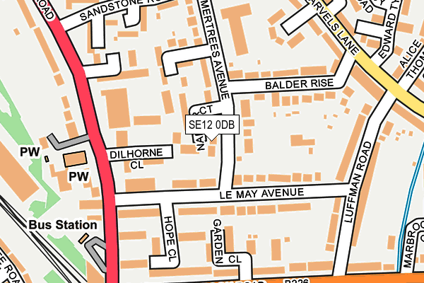 SE12 0DB map - OS OpenMap – Local (Ordnance Survey)