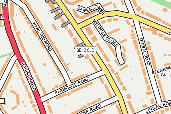 SE12 0JD map - OS OpenMap – Local (Ordnance Survey)