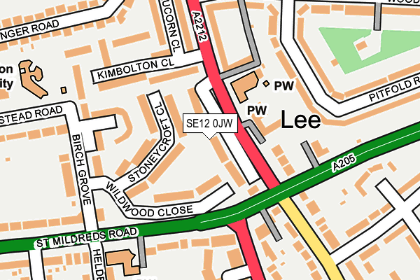 SE12 0JW map - OS OpenMap – Local (Ordnance Survey)