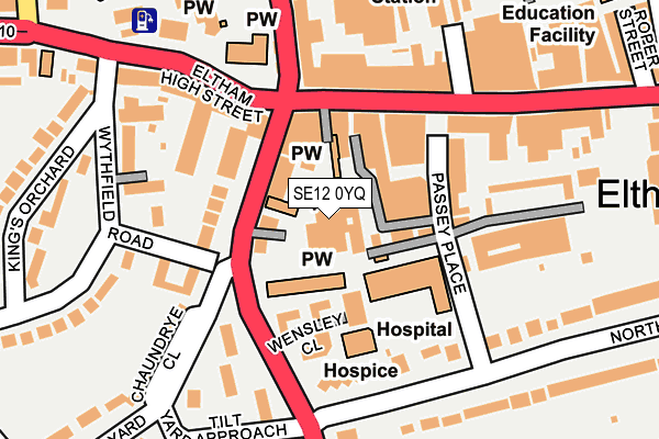 SE12 0YQ map - OS OpenMap – Local (Ordnance Survey)