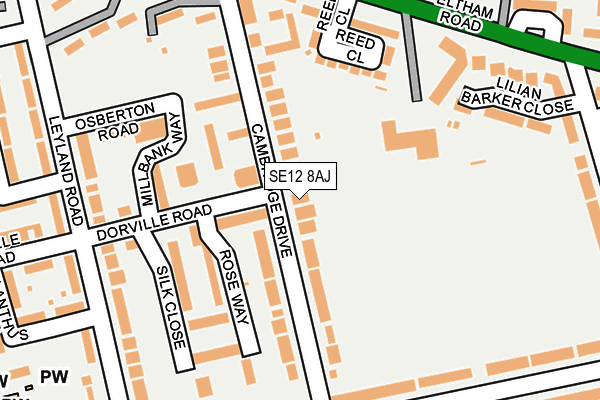 SE12 8AJ map - OS OpenMap – Local (Ordnance Survey)