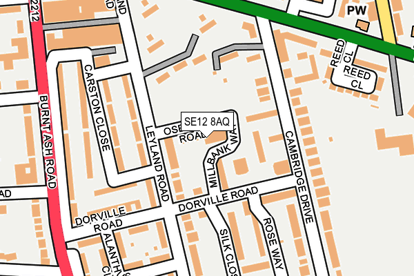 SE12 8AQ map - OS OpenMap – Local (Ordnance Survey)