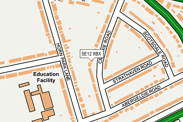 SE12 8BX map - OS OpenMap – Local (Ordnance Survey)
