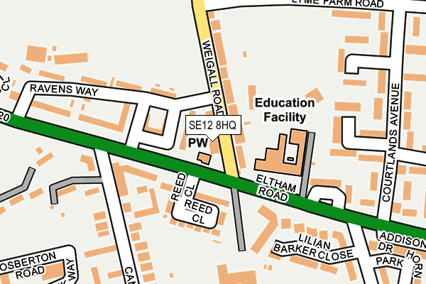 SE12 8HQ map - OS OpenMap – Local (Ordnance Survey)