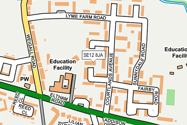 SE12 8JA map - OS OpenMap – Local (Ordnance Survey)