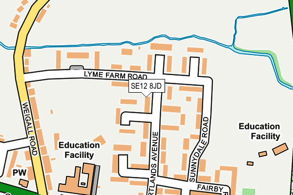 SE12 8JD map - OS OpenMap – Local (Ordnance Survey)