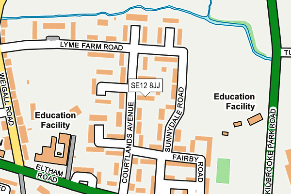 SE12 8JJ map - OS OpenMap – Local (Ordnance Survey)