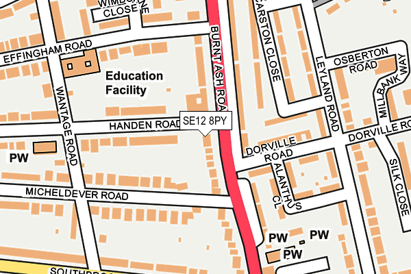 SE12 8PY map - OS OpenMap – Local (Ordnance Survey)