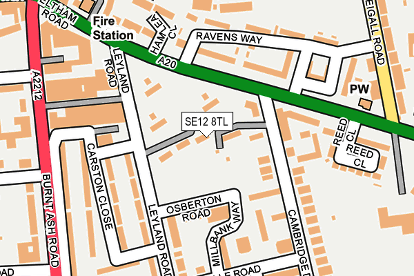 SE12 8TL map - OS OpenMap – Local (Ordnance Survey)