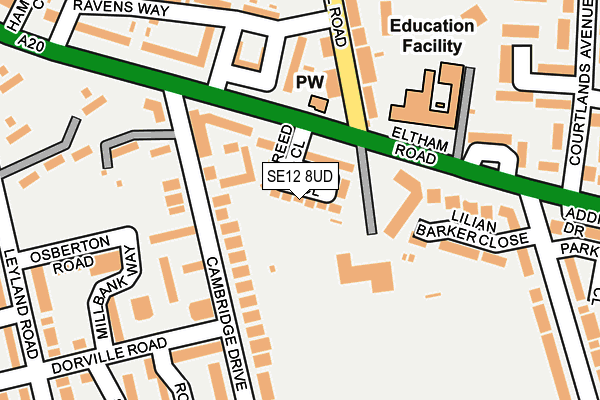 SE12 8UD map - OS OpenMap – Local (Ordnance Survey)