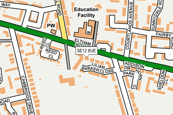 SE12 8UE map - OS OpenMap – Local (Ordnance Survey)