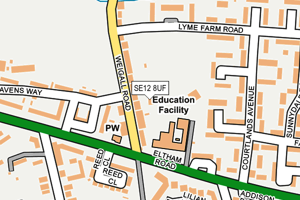 SE12 8UF map - OS OpenMap – Local (Ordnance Survey)
