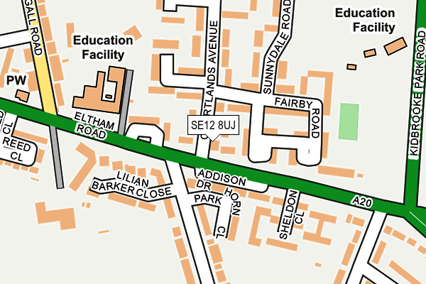 SE12 8UJ map - OS OpenMap – Local (Ordnance Survey)