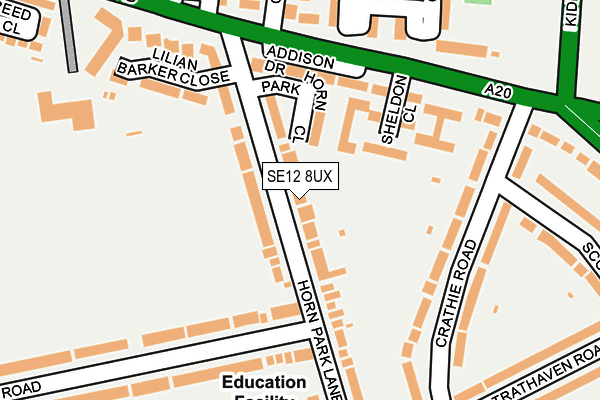 SE12 8UX map - OS OpenMap – Local (Ordnance Survey)