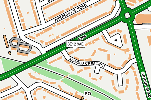 SE12 9AE map - OS OpenMap – Local (Ordnance Survey)