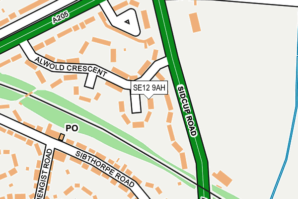 SE12 9AH map - OS OpenMap – Local (Ordnance Survey)