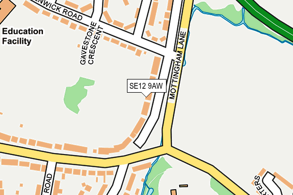 SE12 9AW map - OS OpenMap – Local (Ordnance Survey)