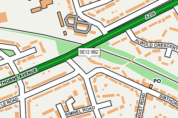 SE12 9BZ map - OS OpenMap – Local (Ordnance Survey)