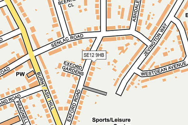 SE12 9HB map - OS OpenMap – Local (Ordnance Survey)