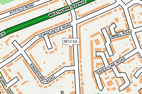 SE12 9JL map - OS OpenMap – Local (Ordnance Survey)