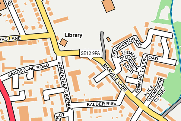 SE12 9PA map - OS OpenMap – Local (Ordnance Survey)