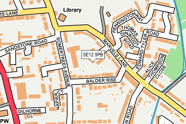 SE12 9PB map - OS OpenMap – Local (Ordnance Survey)