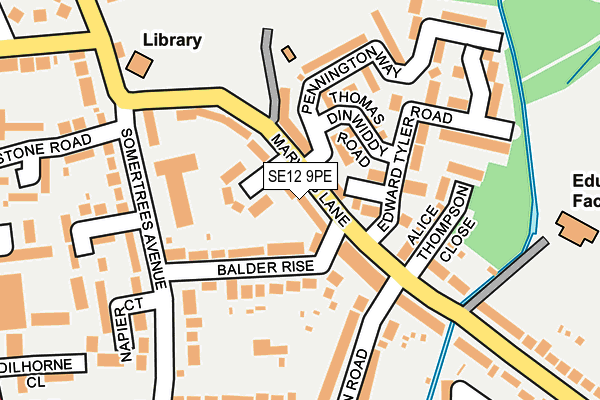 SE12 9PE map - OS OpenMap – Local (Ordnance Survey)