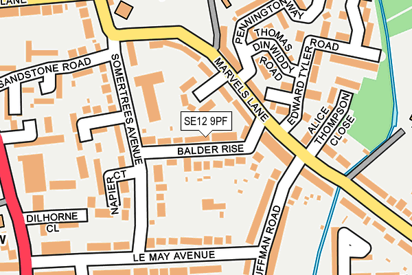 SE12 9PF map - OS OpenMap – Local (Ordnance Survey)