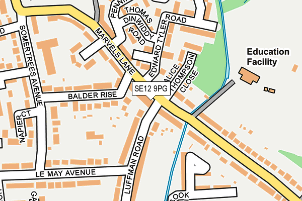 SE12 9PG map - OS OpenMap – Local (Ordnance Survey)