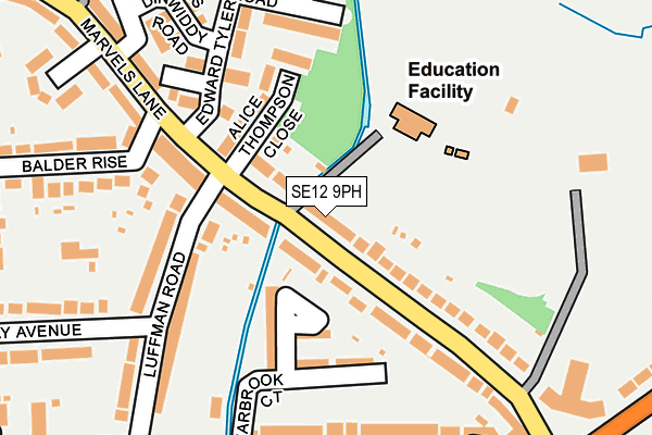 SE12 9PH map - OS OpenMap – Local (Ordnance Survey)