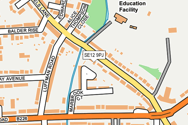 SE12 9PJ map - OS OpenMap – Local (Ordnance Survey)