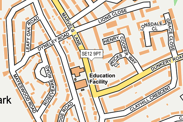 SE12 9PT map - OS OpenMap – Local (Ordnance Survey)