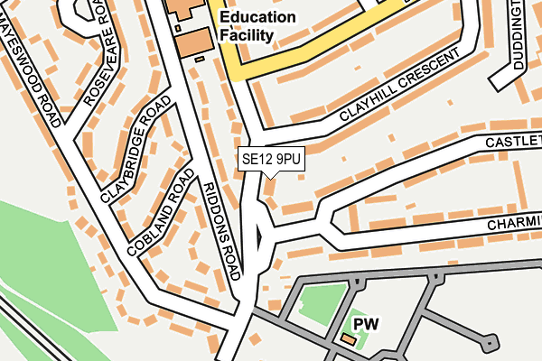 SE12 9PU map - OS OpenMap – Local (Ordnance Survey)