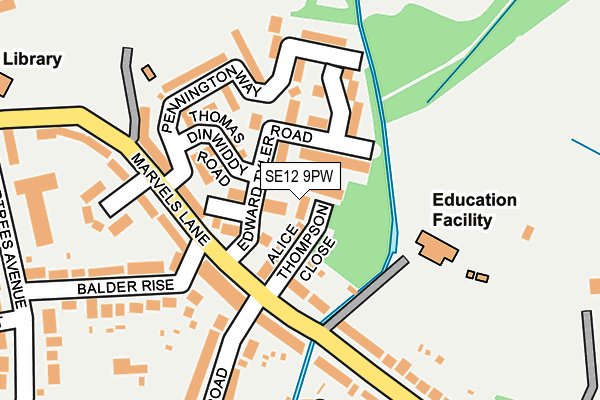 SE12 9PW map - OS OpenMap – Local (Ordnance Survey)