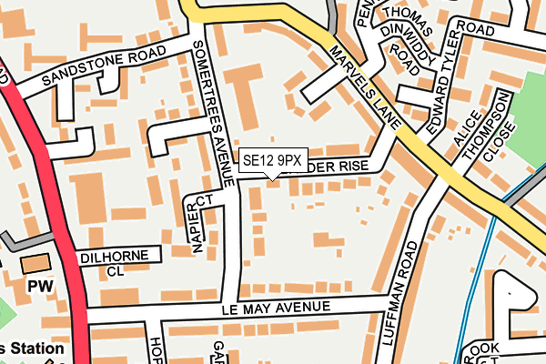 SE12 9PX map - OS OpenMap – Local (Ordnance Survey)