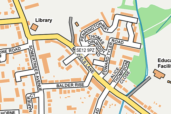 SE12 9PZ map - OS OpenMap – Local (Ordnance Survey)
