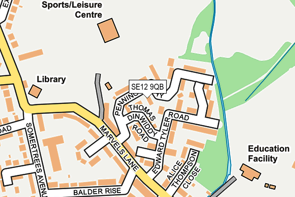 SE12 9QB map - OS OpenMap – Local (Ordnance Survey)