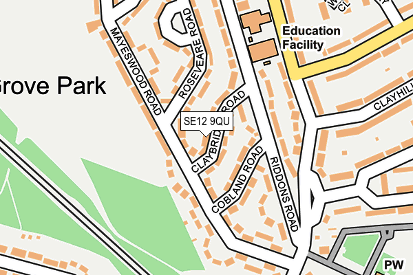 SE12 9QU map - OS OpenMap – Local (Ordnance Survey)