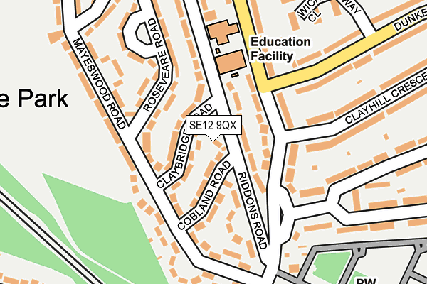 SE12 9QX map - OS OpenMap – Local (Ordnance Survey)
