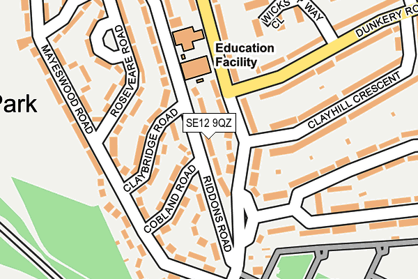 SE12 9QZ map - OS OpenMap – Local (Ordnance Survey)