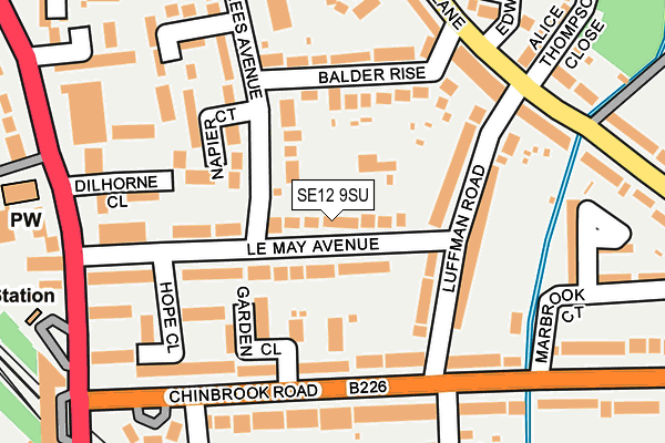 SE12 9SU map - OS OpenMap – Local (Ordnance Survey)