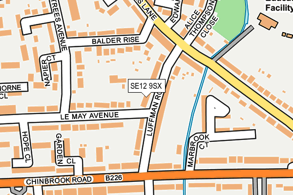 SE12 9SX map - OS OpenMap – Local (Ordnance Survey)