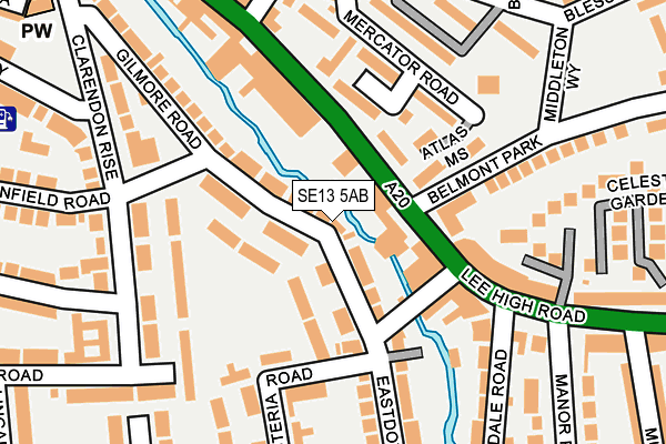 SE13 5AB map - OS OpenMap – Local (Ordnance Survey)
