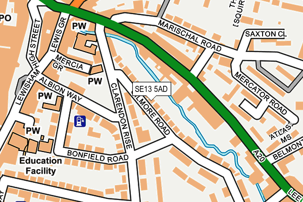 SE13 5AD map - OS OpenMap – Local (Ordnance Survey)
