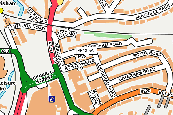 SE13 5AJ map - OS OpenMap – Local (Ordnance Survey)