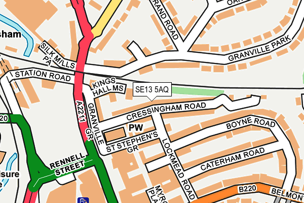 SE13 5AQ map - OS OpenMap – Local (Ordnance Survey)