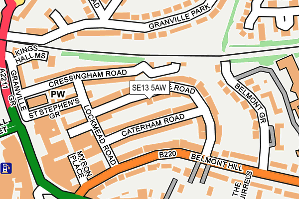 SE13 5AW map - OS OpenMap – Local (Ordnance Survey)