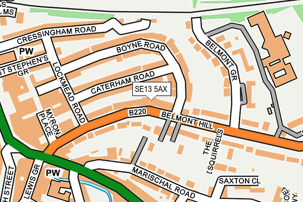 SE13 5AX map - OS OpenMap – Local (Ordnance Survey)