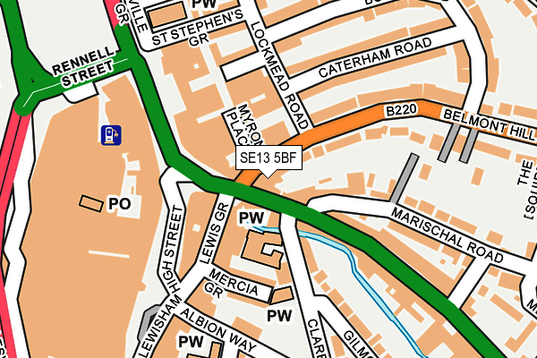 SE13 5BF map - OS OpenMap – Local (Ordnance Survey)